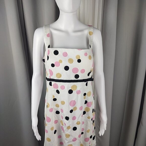 Kim Rogers Sleeveless Polka Dot Cotton Midi Dress With Stretchy Back. Size 16 - Picture 2 of 9